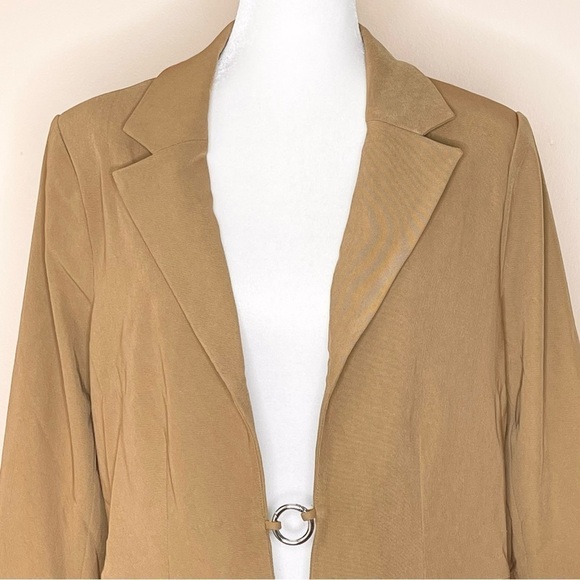 New Danielle Bernstein Tan Notched Lapel Blazer US L - Picture 3 of 7
